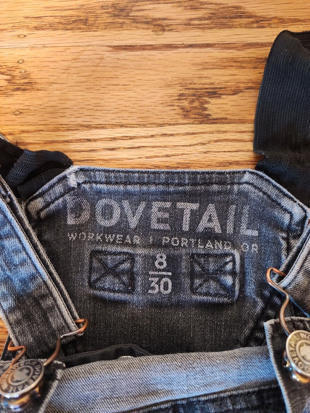 Dovetail Freshley Black Denim Overalls Sz 8 - Picture 6 of 11